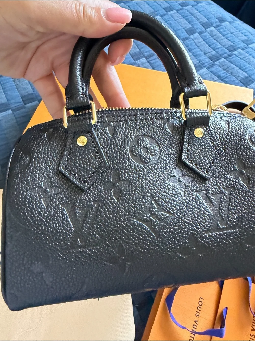 Louis Vuitton nano speedy monogram empreinte leather